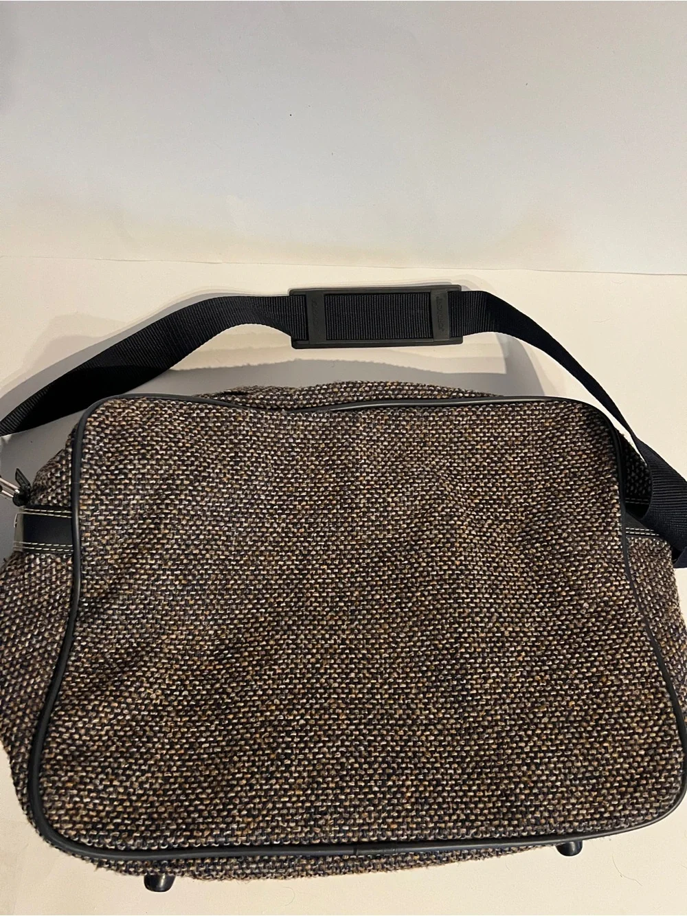 Jordache Brown Tweed Messenger Bag with Black Trim